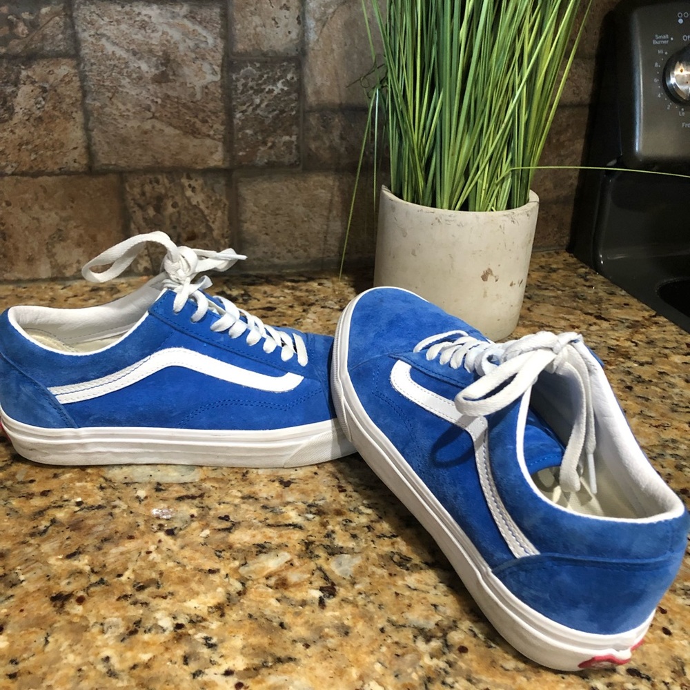 Blue suede van shoes